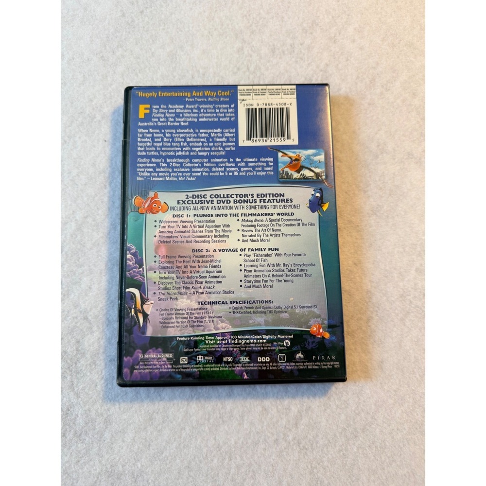 Disney Pixar Finding Nemo DVD 2-Disc Collector's Edition Widescreen Full Frame - Picture 2 of 2